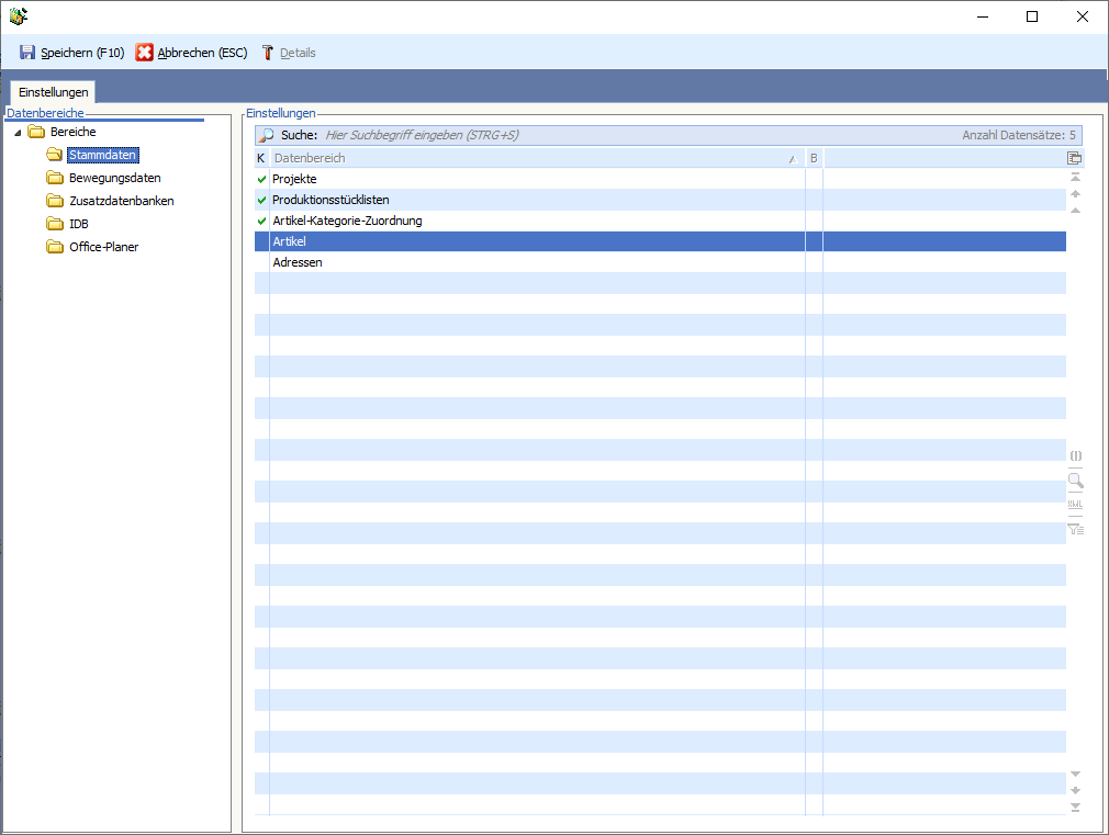 DB Assistent Datenkomprimierung Auswahl