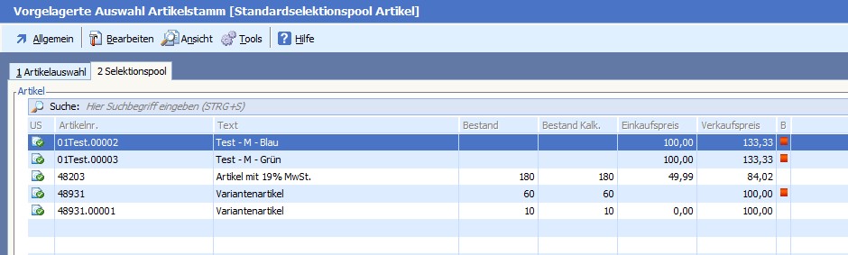 EinträgeÜbernehmenErgebnis