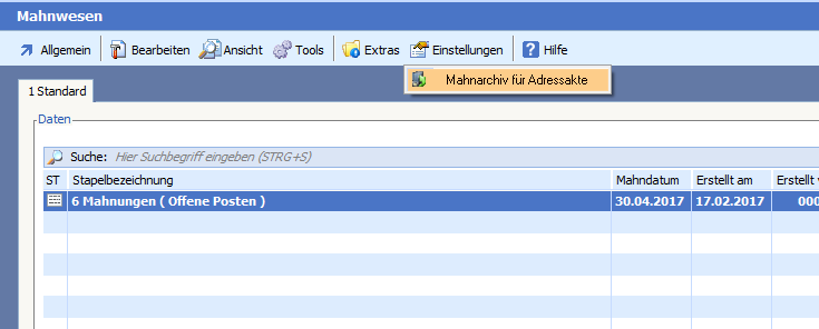 Mahnarchivaktivieren