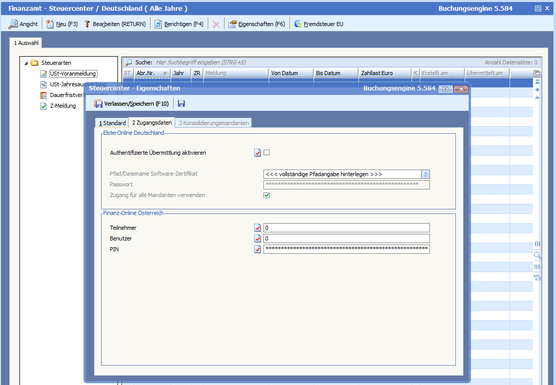 SteuercenterZugansdaten